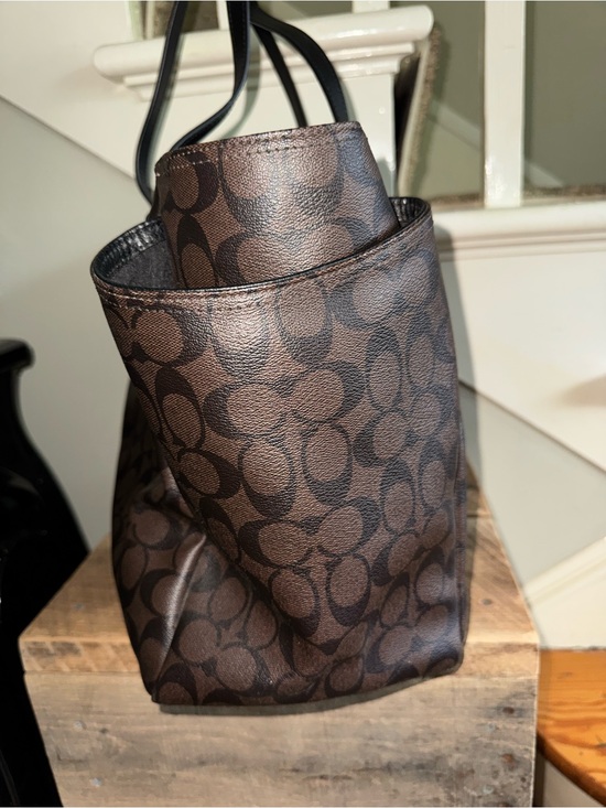 coach large diaper tote travel bag F35414 Coated Canvas Brown Black $495 (Black) Baby Coach Baby Bag 2022 /